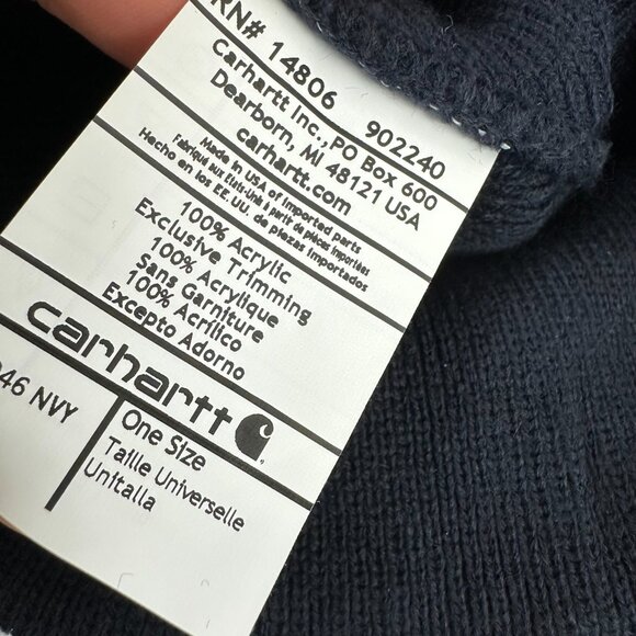 Carhartt Rib Knit‎ Beanie Flag Patch Navy Blue NEW Hat OS - Picture 5 of 6